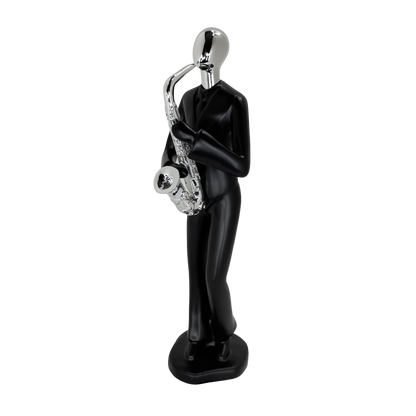 Modern Abstract Fragmented Musician 11-Inch Tabletop Figurine – Contemporary Resin Saxophone Player Statue for Home and Office Décor