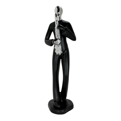 Modern Abstract Fragmented Musician 11-Inch Tabletop Figurine – Contemporary Resin Saxophone Player Statue for Home and Office Décor