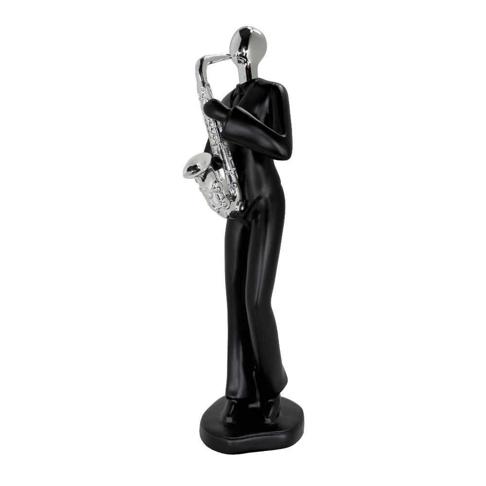 Modern Abstract Fragmented Musician 11-Inch Tabletop Figurine – Contemporary Resin Saxophone Player Statue for Home and Office Décor