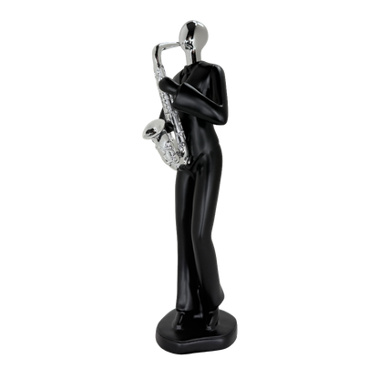 Modern Abstract Fragmented Musician 11-Inch Tabletop Figurine – Contemporary Resin Saxophone Player Statue for Home and Office Décor