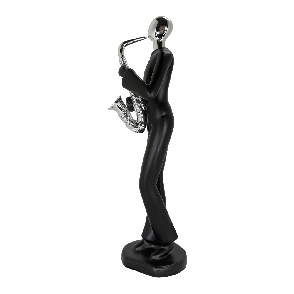 Modern Abstract Fragmented Musician 11-Inch Tabletop Figurine – Contemporary Resin Saxophone Player Statue for Home and Office Décor