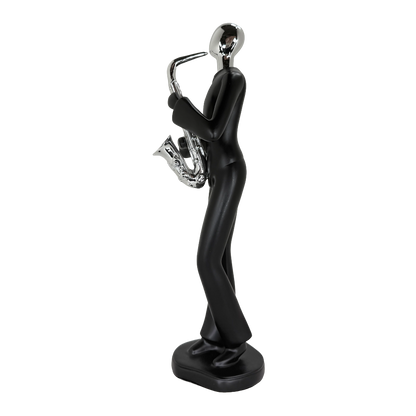 Modern Abstract Fragmented Musician 11-Inch Tabletop Figurine – Contemporary Resin Saxophone Player Statue for Home and Office Décor