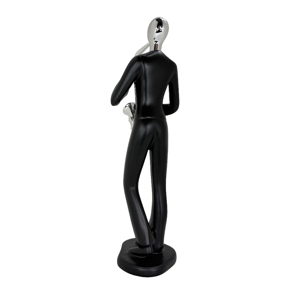 Modern Abstract Fragmented Musician 11-Inch Tabletop Figurine – Contemporary Resin Saxophone Player Statue for Home and Office Décor