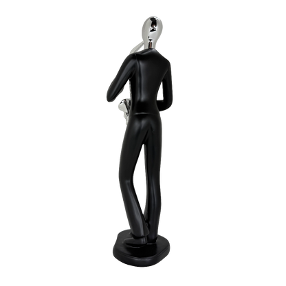 Modern Abstract Fragmented Musician 11-Inch Tabletop Figurine – Contemporary Resin Saxophone Player Statue for Home and Office Décor