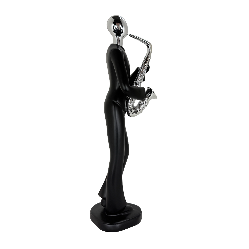 Modern Abstract Fragmented Musician 11-Inch Tabletop Figurine – Contemporary Resin Saxophone Player Statue for Home and Office Décor