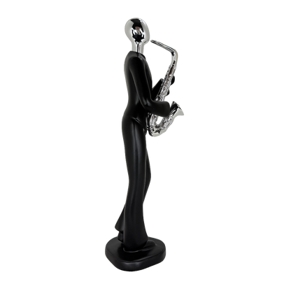 Modern Abstract Fragmented Musician 11-Inch Tabletop Figurine – Contemporary Resin Saxophone Player Statue for Home and Office Décor