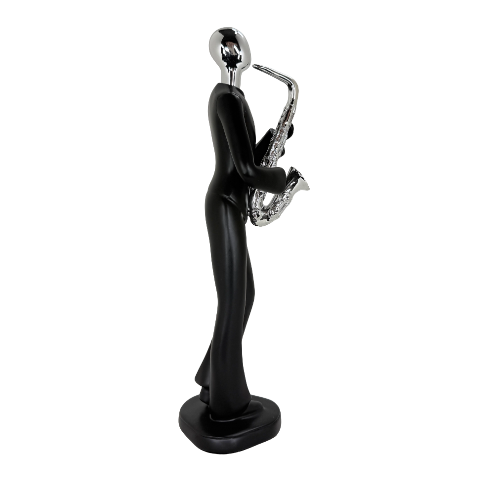 Modern Abstract Fragmented Musician 11-Inch Tabletop Figurine – Contemporary Resin Saxophone Player Statue for Home and Office Décor