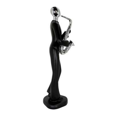 Modern Abstract Fragmented Musician 11-Inch Tabletop Figurine – Contemporary Resin Saxophone Player Statue for Home and Office Décor
