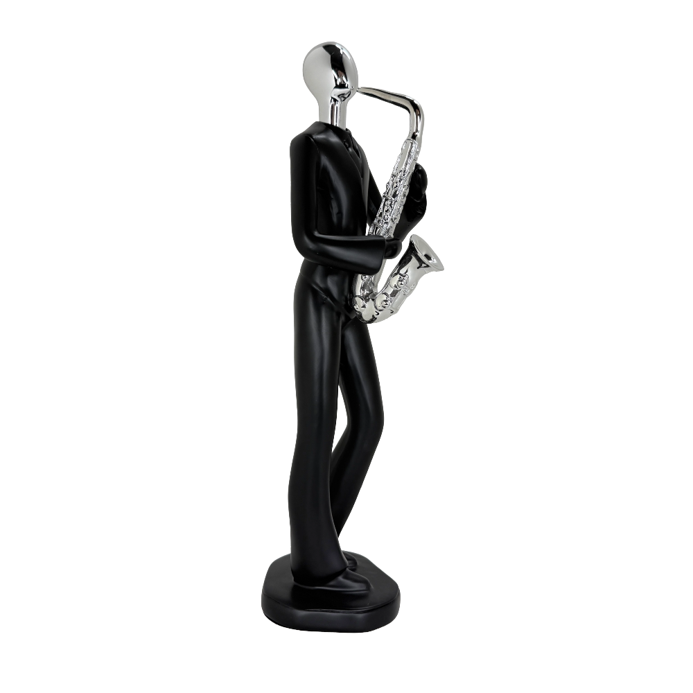 Modern Abstract Fragmented Musician 11-Inch Tabletop Figurine – Contemporary Resin Saxophone Player Statue for Home and Office Décor