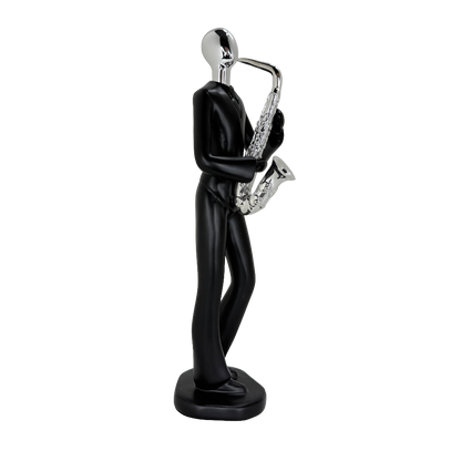 Modern Abstract Fragmented Musician 11-Inch Tabletop Figurine – Contemporary Resin Saxophone Player Statue for Home and Office Décor