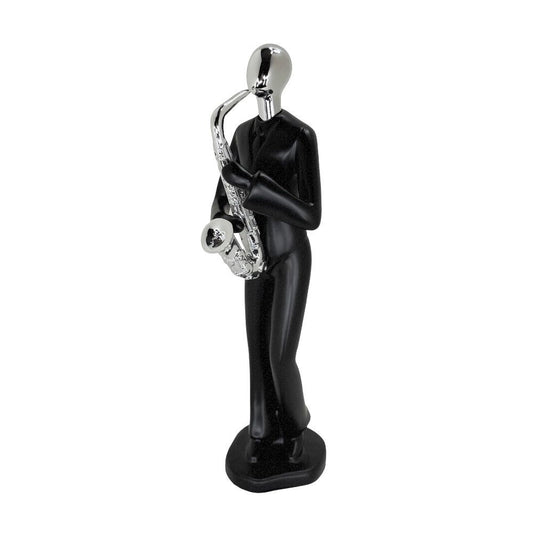 Modern Abstract Fragmented Musician 11-Inch Tabletop Figurine – Contemporary Resin Saxophone Player Statue for Home and Office Décor