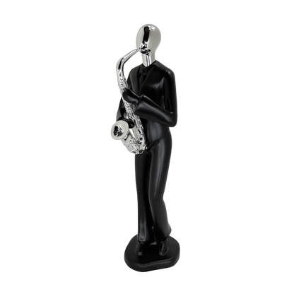 Modern Abstract Fragmented Musician 11-Inch Tabletop Figurine – Contemporary Resin Saxophone Player Statue for Home and Office Décor