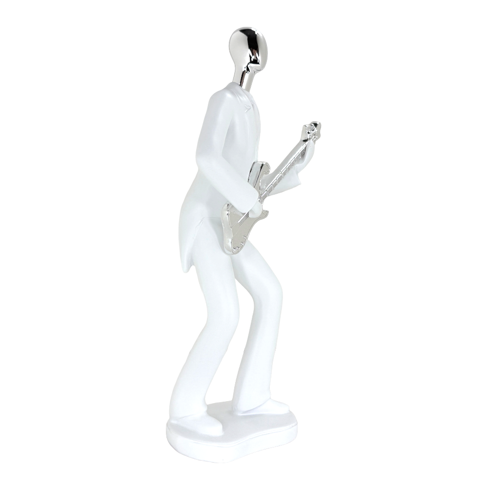 Modern Abstract Fragmented Guitar Player 11-Inch Tabletop Figurine – Contemporary Resin Musician Statue for Creative Home, Studio, and Office Décor