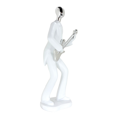 Modern Abstract Fragmented Guitar Player 11-Inch Tabletop Figurine – Contemporary Resin Musician Statue for Creative Home, Studio, and Office Décor