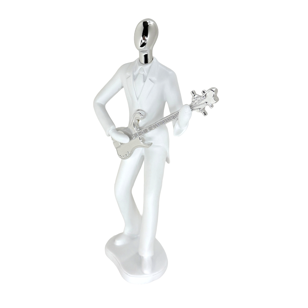 Modern Abstract Fragmented Guitar Player 11-Inch Tabletop Figurine – Contemporary Resin Musician Statue for Creative Home, Studio, and Office Décor