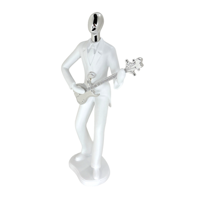 Modern Abstract Fragmented Guitar Player 11-Inch Tabletop Figurine – Contemporary Resin Musician Statue for Creative Home, Studio, and Office Décor