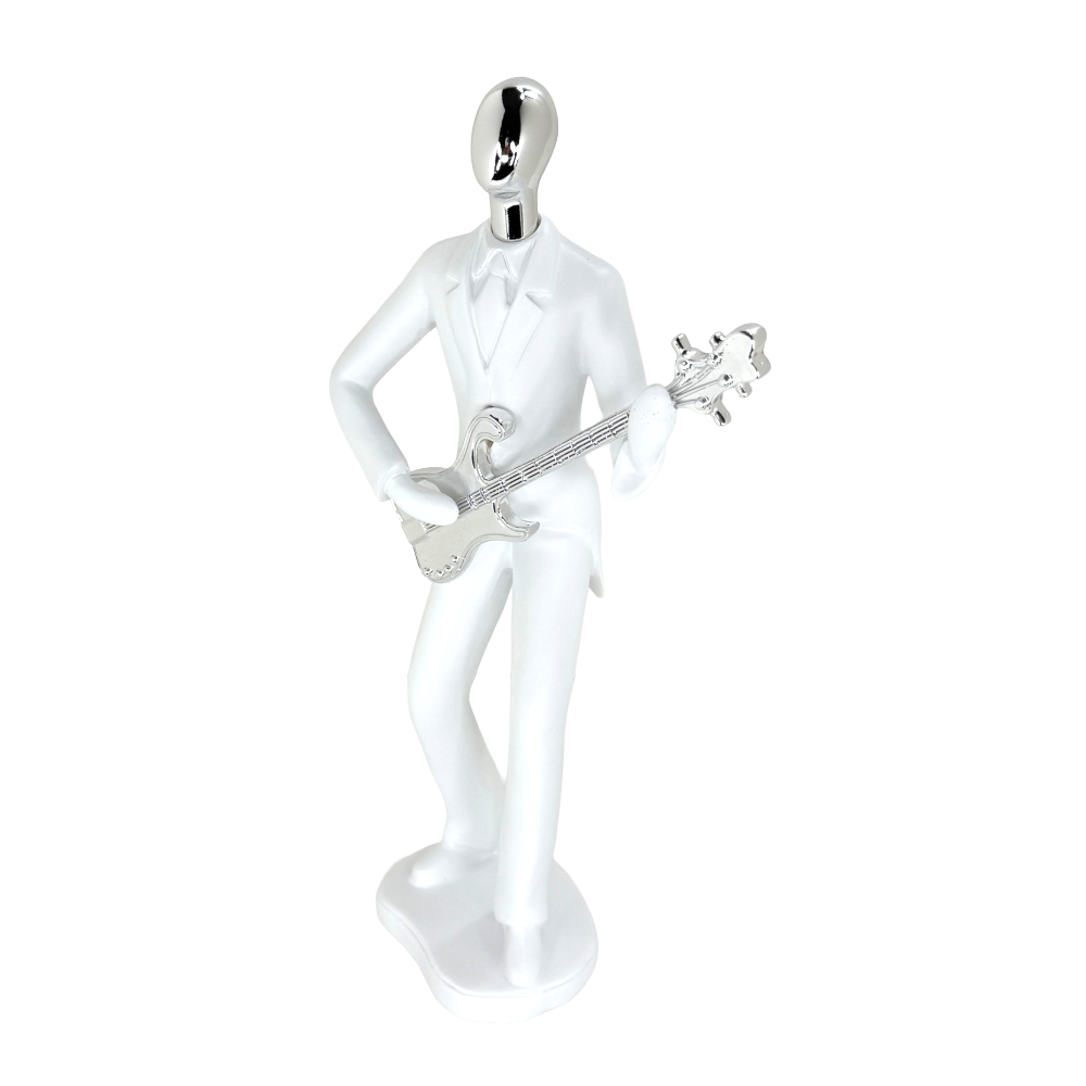 Modern Abstract Fragmented Guitar Player 11-Inch Tabletop Figurine – Contemporary Resin Musician Statue for Creative Home, Studio, and Office Décor