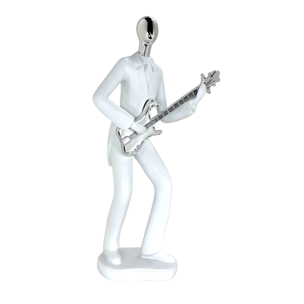 Modern Abstract Fragmented Guitar Player 11-Inch Tabletop Figurine – Contemporary Resin Musician Statue for Creative Home, Studio, and Office Décor