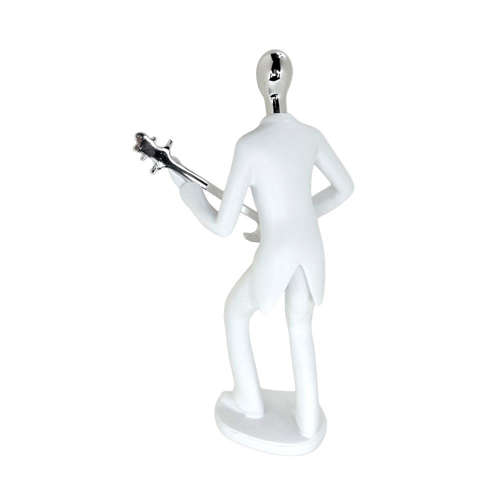 Modern Abstract Fragmented Guitar Player 11-Inch Tabletop Figurine – Contemporary Resin Musician Statue for Creative Home, Studio, and Office Décor