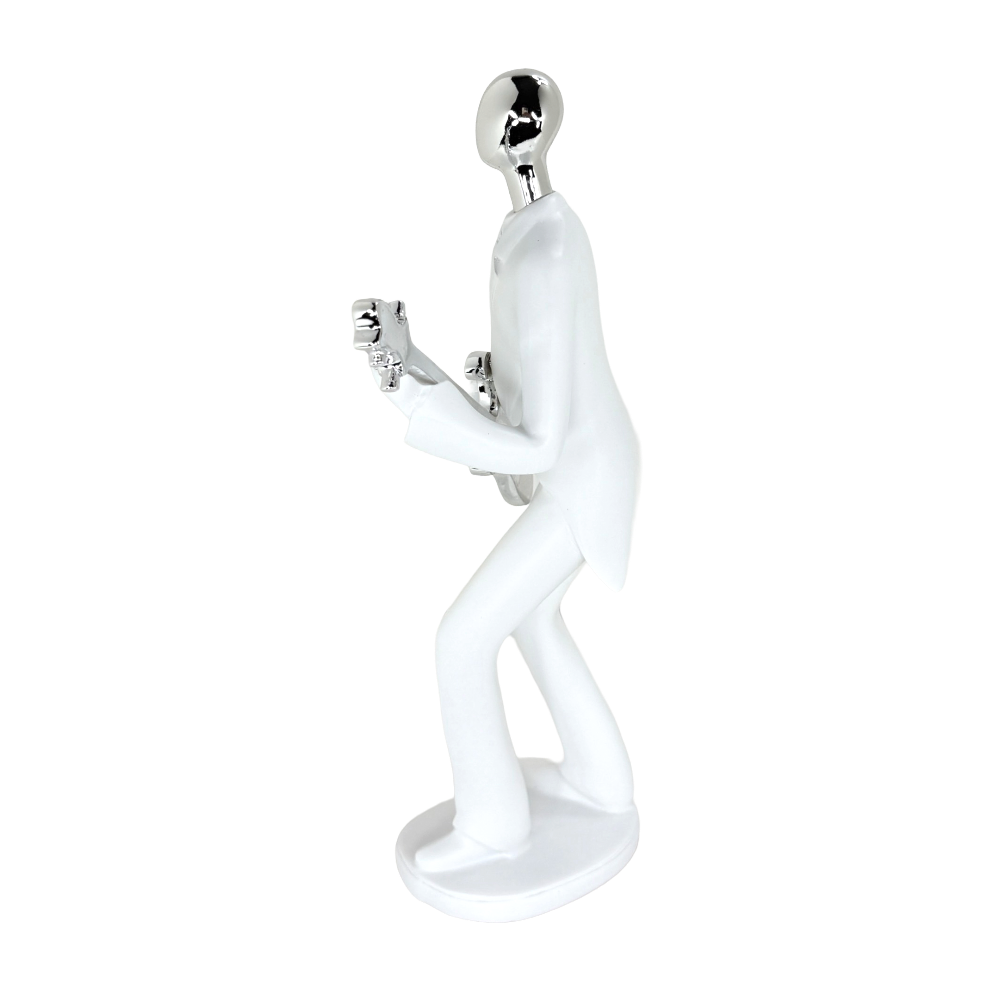 Modern Abstract Fragmented Guitar Player 11-Inch Tabletop Figurine – Contemporary Resin Musician Statue for Creative Home, Studio, and Office Décor