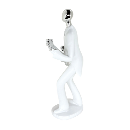 Modern Abstract Fragmented Guitar Player 11-Inch Tabletop Figurine – Contemporary Resin Musician Statue for Creative Home, Studio, and Office Décor