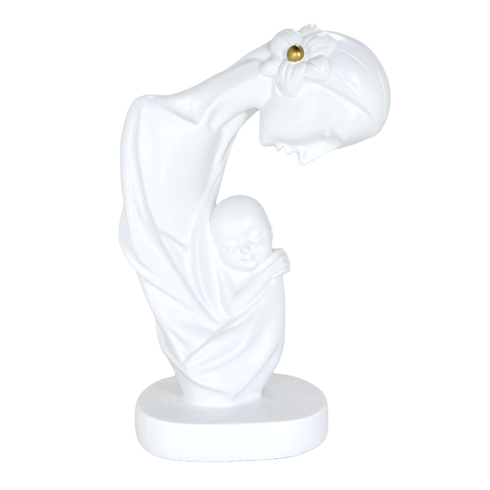 Modern Abstract Mother and Child Tabletop Sculpture – Contemporary Minimalist Parent-Child Statue for Family Home, Living Room, and Bedroom Decor