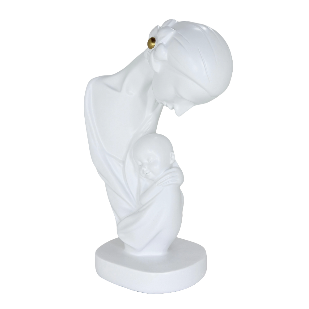 Modern Abstract Mother and Child Tabletop Sculpture – Contemporary Minimalist Parent-Child Statue for Family Home, Living Room, and Bedroom Decor