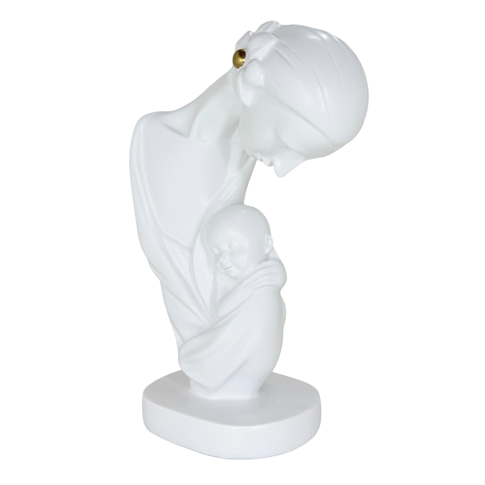 Modern Abstract Mother and Child Tabletop Sculpture – Contemporary Minimalist Parent-Child Statue for Family Home, Living Room, and Bedroom Decor