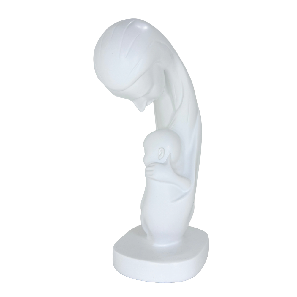 Modern Abstract Mother and Child Tabletop Sculpture – Contemporary Minimalist Parent-Child Statue for Family Home, Living Room, and Bedroom Decor