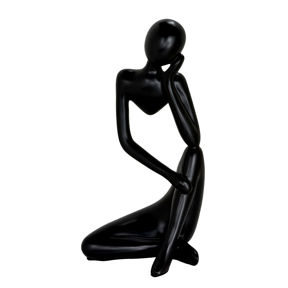 Modern Abstract Thinker Tabletop Sculpture – Contemporary Minimalist Seated Figurine for Home, Office, and Living Room Décor
