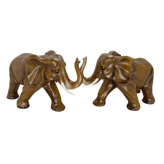 (2pc Set) Luxury Golden Twin Elephants Sculpture – Modern Electroplated Tri-Color Lucky Elephant Statue for Wealth, Success, and Home Decor