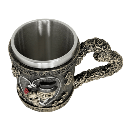 Gothic Wedding Skeleton Couple Tankard – Artistic Stainless Steel Beverage Stein