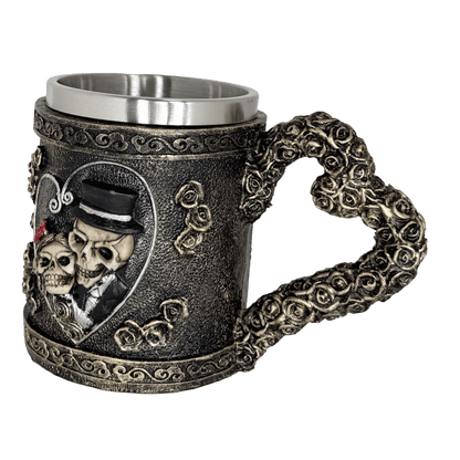 Gothic Wedding Skeleton Couple Tankard – Artistic Stainless Steel Beverage Stein