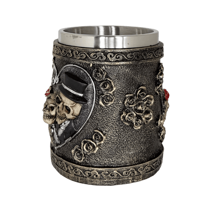 Gothic Wedding Skeleton Couple Tankard – Artistic Stainless Steel Beverage Stein
