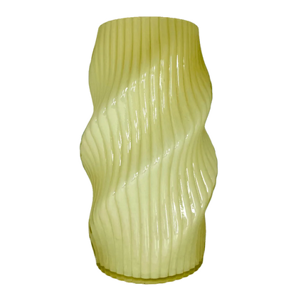 Modern Ribbed Cream Glass Vase – Elegant Sculptural Décor