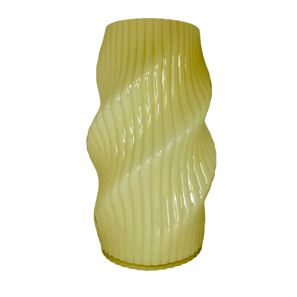 Modern Ribbed Cream Glass Vase – Elegant Sculptural Décor
