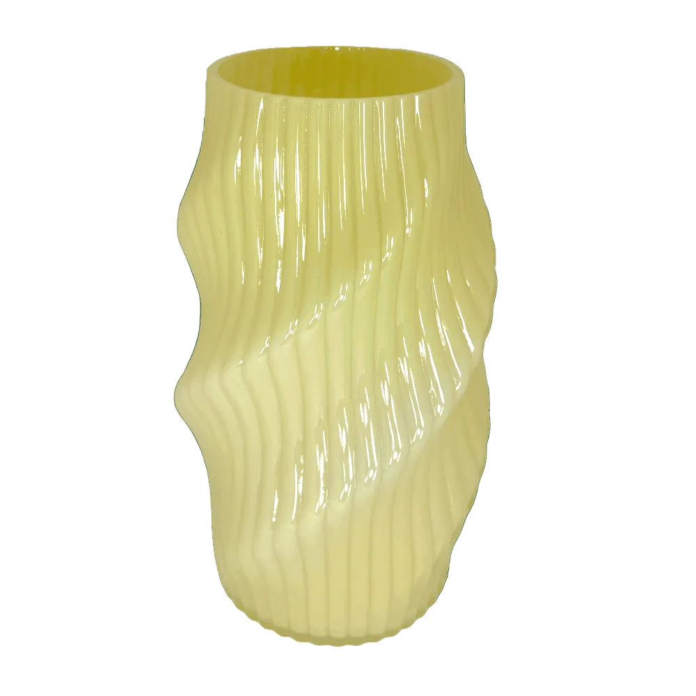 Modern Ribbed Cream Glass Vase – Elegant Sculptural Décor