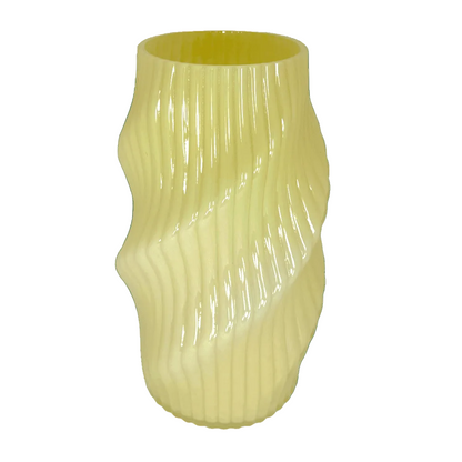 Modern Ribbed Cream Glass Vase – Elegant Sculptural Décor