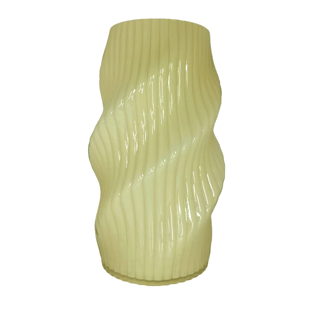 Modern Ribbed Cream Glass Vase – Elegant Sculptural Décor