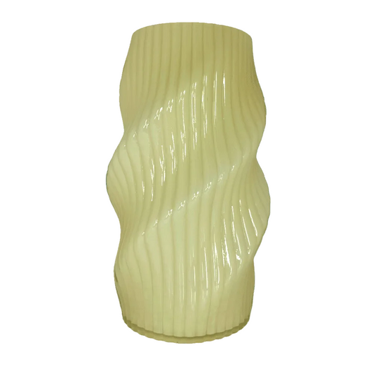 Modern Ribbed Cream Glass Vase – Elegant Sculptural Décor