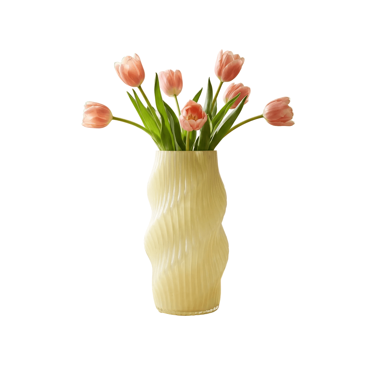Modern Ribbed Cream Glass Vase – Elegant Sculptural Décor
