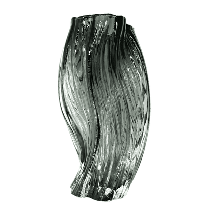 Contemporary Twisted Smoke Glass Vase – Elegant Sculptural Statement Piece