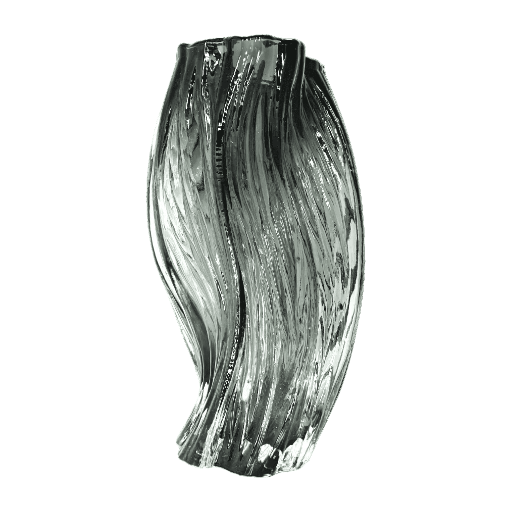 Contemporary Twisted Smoke Glass Vase – Elegant Sculptural Statement Piece