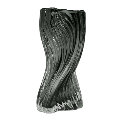 Contemporary Twisted Smoke Glass Vase – Elegant Sculptural Statement Piece