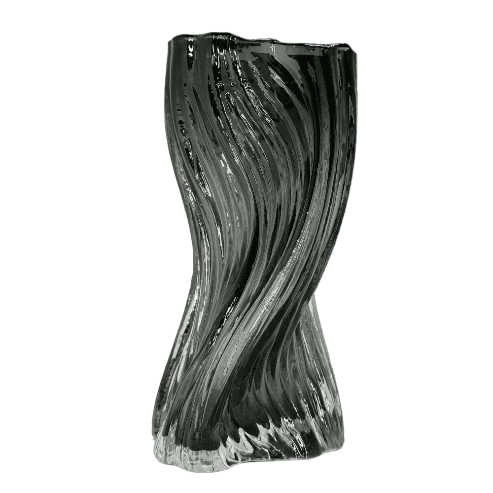 Contemporary Twisted Smoke Glass Vase – Elegant Sculptural Statement Piece