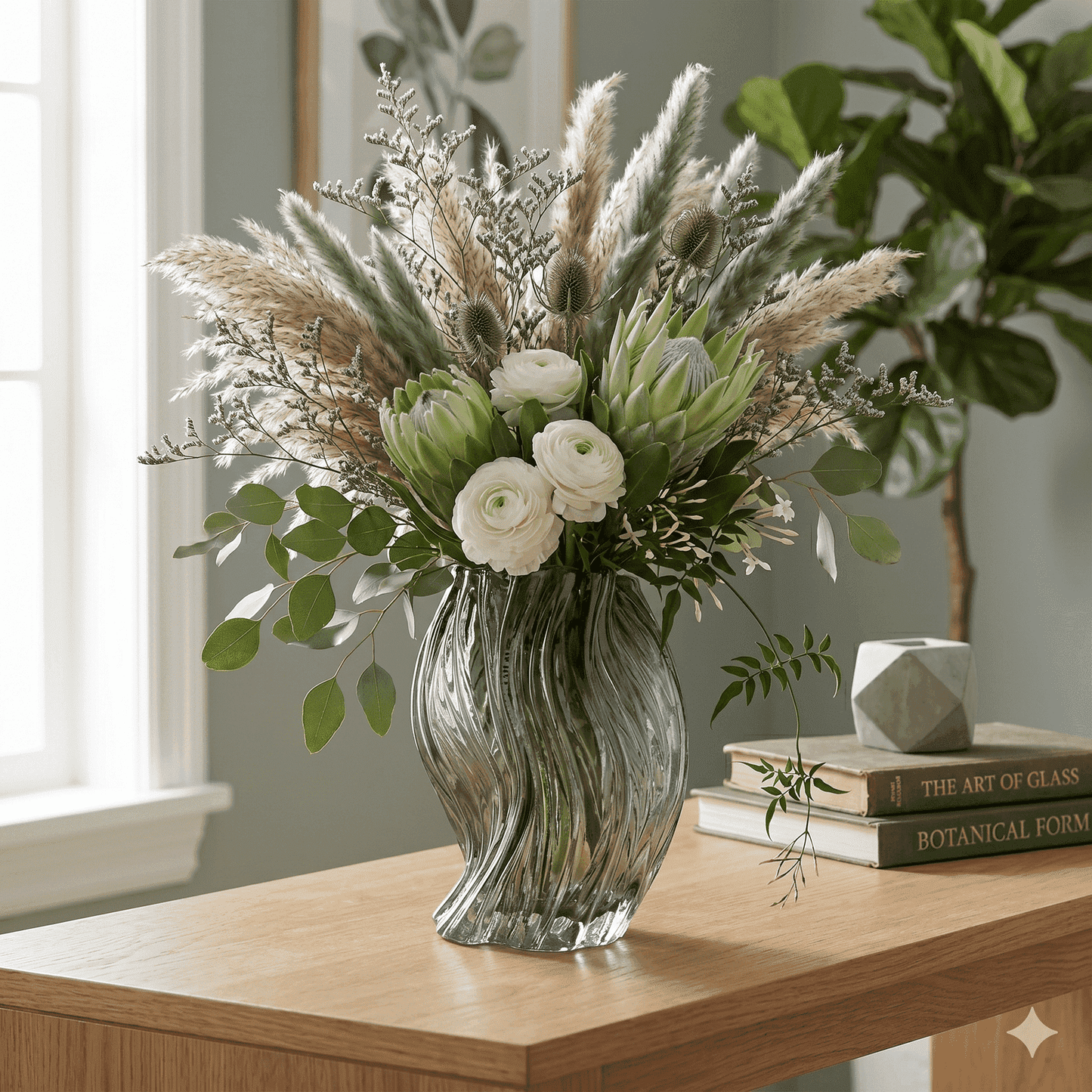 Contemporary Twisted Smoke Glass Vase – Elegant Sculptural Statement Piece