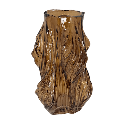 Organic Amber Flow Glass Vase – Sculptural Art Deco Accent Piece