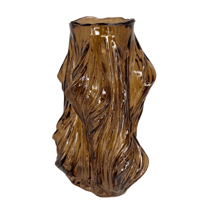 Organic Amber Flow Glass Vase – Sculptural Art Deco Accent Piece