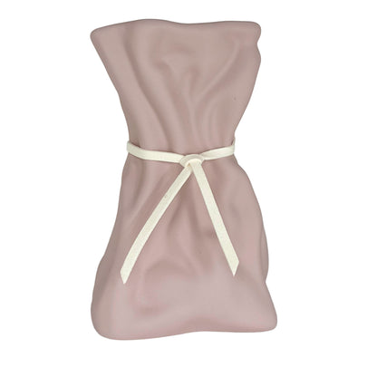 Modern Minimalist Tied-Sack Ceramic Vase – Matte Pastel Decorative Accent
