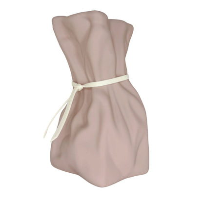 Modern Minimalist Tied-Sack Ceramic Vase – Matte Pastel Decorative Accent